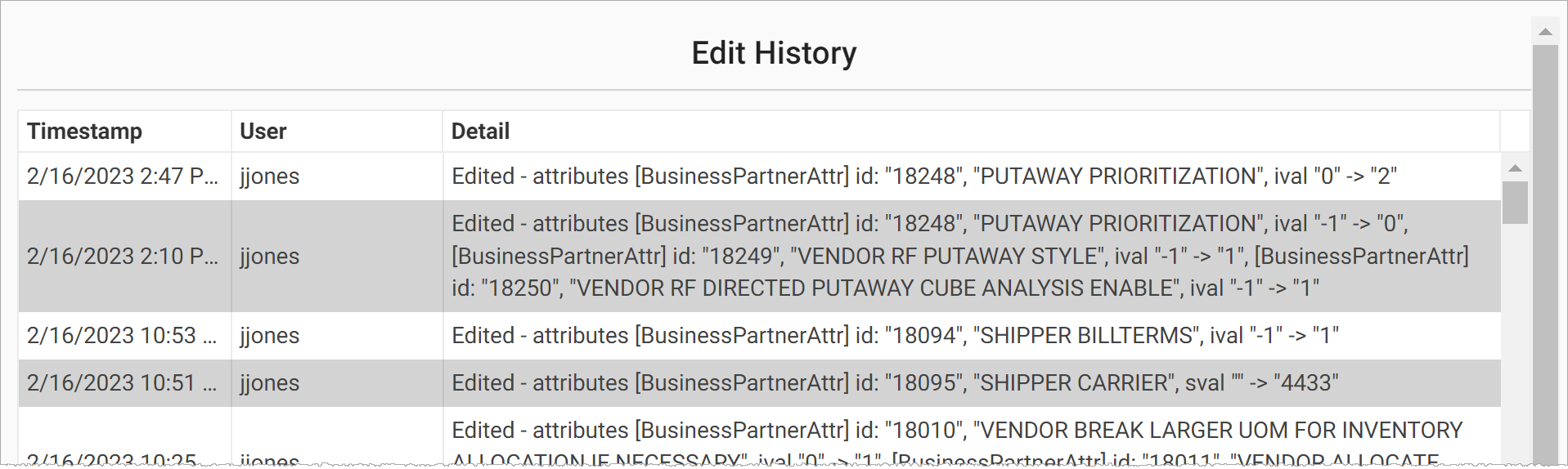 Edit History - Accounts – Da Vinci Unified