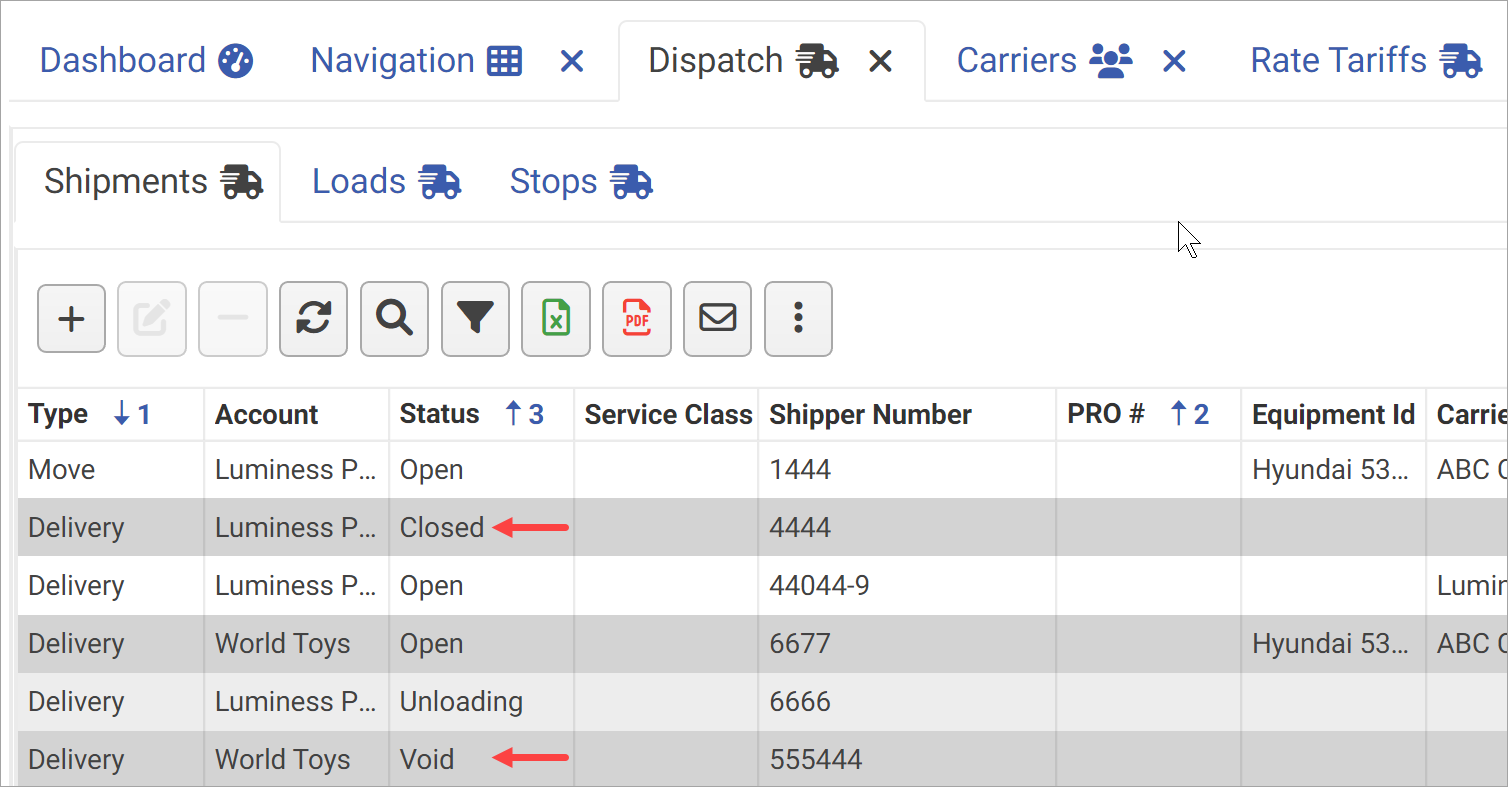 Manage TMS Shipments – Da Vinci Unified