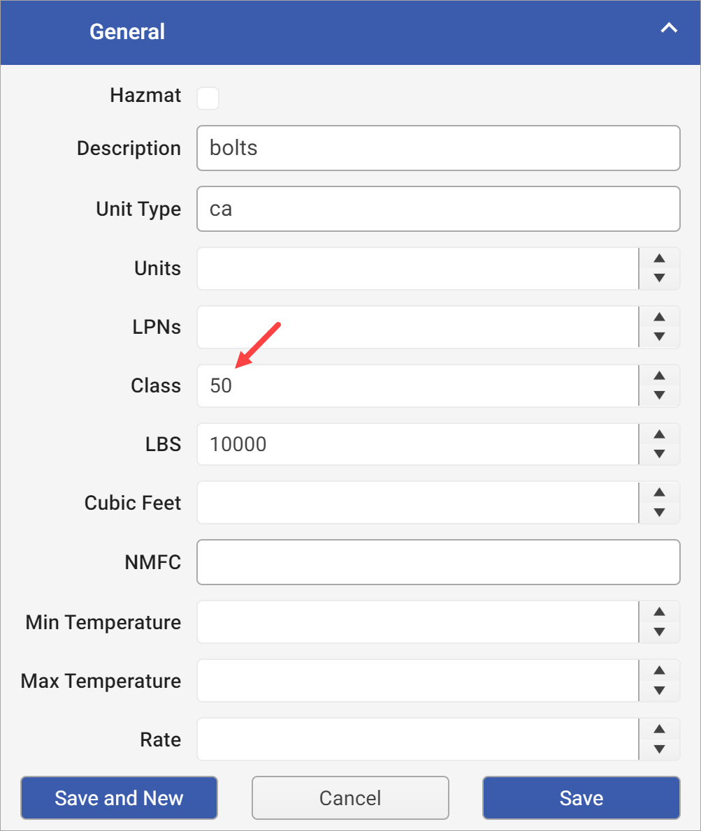 Use Freight Classes with CWT Da Vinci Unified