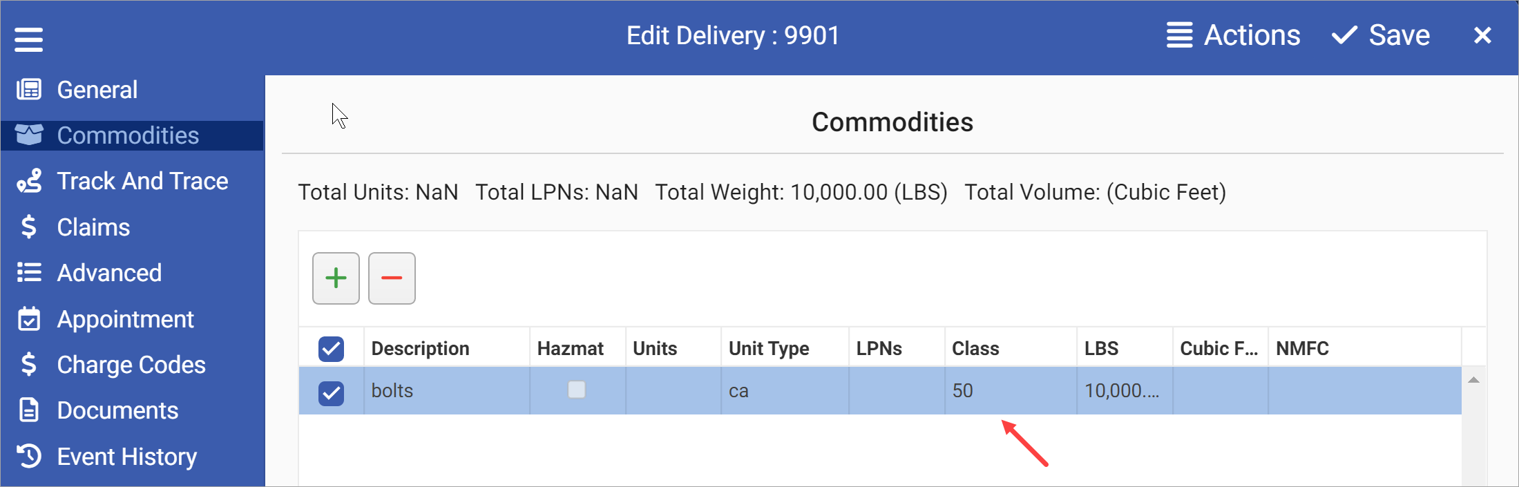 Use Freight Classes with CWT Da Vinci Unified